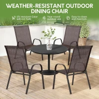 4-Piece Patio Chairs Set with Breathable Textilene Fabric, Armrests and Backrest, Camping Chairs for Garden, Pool, 24.5" L x 24.5" W x 38" H, Brown(m-4)