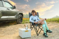 High Back Heavy Duty Lawn Chair with Cup Holder, Portable Collapsible Chair, Supports 250 lbs, perfect for outdoor adventures , 22.5" L x 25.5" W x 41" H, Gray(m-4)