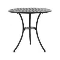 3-Piece Patio Bistro Set with Seat Cushions, Cast Aluminum Table and Chairs with Umbrella Hole, All-Weather Metal Furniture for Garden, Black(m-8)