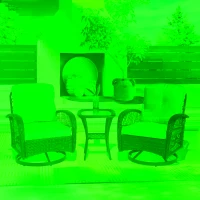 3-Piece Outdoor Swivel Rocker Patio Chairs Set with Thick Cushions, Glass Coffee Table, 360° Rocking Garden Furniture Set with Steel Frame, Blue(m-6)