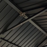 Fir Wood Carport Pavilion Gazebo with Steel Roof, All Weather Protection, Heavy-Duty Wooden Frame, 139" L x 117" W x 104" H, Light Brown(m-5)