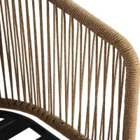 Set of 2 Outdoor Bar Stools with Armrests and Backrest, Steel Frame, All Weather Rattan Bar Chairs with Footrest, 23" L x 17.5" W x 44" H, Gray(m-6)