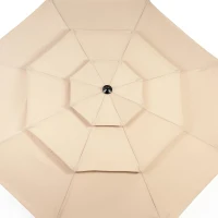 10ft 3-Tier Auto-Tilt Patio Umbrella with Aluminum Frame, Outdoor Market Table Umbrella with Crank System, 116" L x 116" W x 98.5" H, Khaki(m-4)