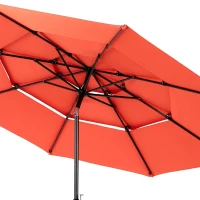 10 ft 3-Tier Auto-Tilt Patio Umbrella with Crank System, Outdoor Market Table Pool Deck Umbrella, 116" L x 116" W x 98.5" H, Orange(m-5)