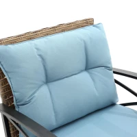3-Piece Outdoor Rocking Rattan Chair Set with Steel Frame, Includes Table and Cushions, 29" L x 25.5" W x 31" H, Blue(m-4)