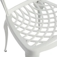 3-Piece Bistro Set with 2 Chairs and 1 Round Table, Adjustable Foot Caps, Classical Design, Rustproof Cast Aluminum Patio Furniture, White(m-5)