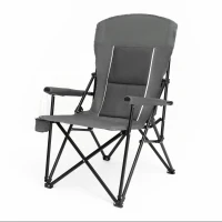 High Back Heavy Duty Lawn Chair with Cup Holder, Portable Collapsible Chair, Supports 250 lbs, perfect for outdoor adventures , 22.5" L x 25.5" W x 41" H, Gray(m-11)