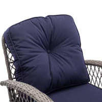 3-Piece Outdoor Swivel Rocker Patio Chairs Set with Tempered Glass Coffee Table, 360° Rocking Conversation Set with Thick Cushions, 29" L x 25" W x 34" H, Navy Blue(m-4)