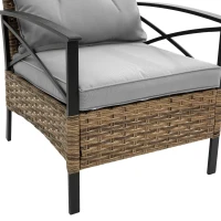 4-Piece Patio Sectional Sofa Set with Cushions and Steel Table, Outdoor Rattan Wicker Conversation Set , 47.5" L x 29.5" W x 31.5" H, Gray(m-5)