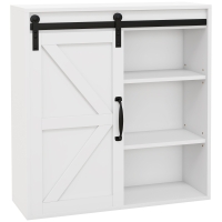 kleankin Bathroom Medicine Cabinet, Wall Cabinet with Sliding Door and Adjustable Shelf, 22.75" x 7.75" x 24.5", White