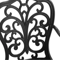 Patio Garden Bench with Floral Rose Design, Cast Aluminum Outdoor Furniture for Park, Lawn, Yard, 34.5" L x 22.5" W x 34.5" H, Black(m-6)