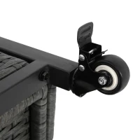 Outdoor Wicker Rolling Cart with Storage Cabinet, Stainless Steel Extended Tabletop, Wheels and Side Handle, 51" L x 21.5" W x 34" H, Gray(m-4)