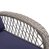 3-Piece Outdoor Swivel Rocker Patio Chairs Set with Tempered Glass Coffee Table, 360° Rocking Conversation Set with Thick Cushions, 29" L x 25" W x 34" H, Navy Blue(m-6)