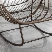 Outdoor Rattan Rocking Chair with Padded Cushion, Oversized Recliner Rocker for Porch, Patio, Living Room, Garden, 44" L x 37" W x 31.5" H, Olive(m-13)