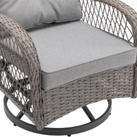 3-Piece Outdoor Swivel Rocker Patio Chairs Set with Tempered Glass Coffee Table, 360° Rocking Conversation Set with Thick Cushions, 29" L x 25" W x 34" H, Grey(m-5)