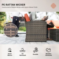 Outsunny 6 Pieces Wicker Patio Furniture Set with Cushions, 7-Seater Rattan Patio Sofa Set with Storage Table, Orange(m-4)