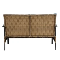 4-Piece Patio Sectional Sofa Set with Steel Frame, Unbreakable Table, Low Dining Conversation Set with Cushions, 47.5" L x 29.5" W x 31.5" H, Blue(m-10)