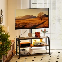 HOMCOM TV Stand with Mount and Power Outlet, Swivel TV Stand Mount with LED Lights for 32-70 Inch TVs for Living Room, Bedroom(m-1)