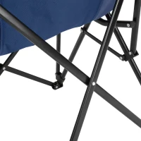 High Back Heavy Duty Lawn Chair with Cup Holder, Portable Collapsible Chair, Supports 250 lbs, Steel Frame, 22.5" L x 25.5" W x 41" H, Navy Blue(m-8)