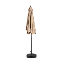 9ft Outdoor Patio Umbrella with Push Button Tilt and Crank, 6 Steel Ribs, Market Umbrella for Pool, Garden, 104" L x 104" W x 98.5" H, Khaki(m-8)