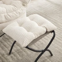 Ergonomic Lazy Chair with Ottoman, Armrests and Side Pocket, Steel Frame, Modern Lounge Accent Chair, 31.5" L x 25" W x 37.5" H, White(m-11)