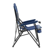 High Back Heavy Duty Lawn Chair with Cup Holder, Portable Collapsible Chair, Supports 250 lbs, Steel Frame, 22.5" L x 25.5" W x 41" H, Navy Blue(m-13)