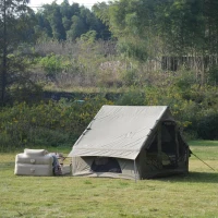 Inflatable Camping Tent with Stove Jack, Easy Setup, Waterproof and Windproof Glamping Tent for 4-6 Persons, 118" L x 82.5" W x 79" H, Army Green(m-8)