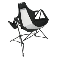 Hammock Camping Chair with Cup Holder and Carry Bag, Folding Portable Rocking Chair with Adjustable Back, 38" L x 35" W x 45" H, Black(m-2)