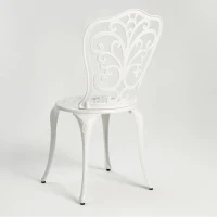 3-Piece Outdoor Rust-Resistant Patio Bistro Set with Decorative Floral Design, Cast Aluminum Frame, Perfect for Patios, Balconies, Porches, White(m-7)