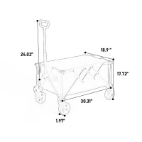Folding Wagon Cart with All Terrain Wheels, Quick Setup and Folding, Heavy Duty Garden Cart with Adjustable Handle, 30.5" L x 19" W x 18" H, Beige(m-3)