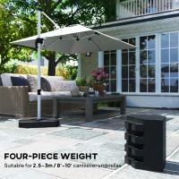 Outsunny Offset Umbrella Base Outdoor Umbrella Weights, 132 lb. Capacity Water or 176 lb. Capacity Sand, Black(m-4)