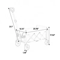 Lightweight Portable Heavy Duty Folding Beach Wagon with Wheels, Outdoor Utility Cart for Sports, Garden, 26" L x 16" W x 17.5" H, Black(m-3)