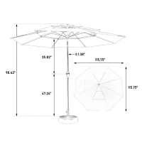 10 ft 3-Tier Auto-Tilt Patio Umbrella with Crank System, Outdoor Market Table Pool Deck Umbrella, 116" L x 116" W x 98.5" H, Orange(m-3)