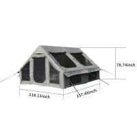Inflatable Camping Tent with Stove Jack, Easy Setup, Waterproof and Windproof Glamping Tent for 4-6 Persons, 118" L x 82.5" W x 79" H, Army Green(m-3)