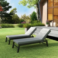 Outsunny 2-Piece Patio Chair Cushions with Backrests, Replacement Cushions for Outdoor Lounge Chair, Gray(m-9)