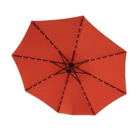 10ft Solar LED Offset Hanging Market Patio Umbrella with Easy Adjustment, Enhanced Stability, Steel Frame, 8 Ribs, 116" L x 116 W x 83" H, Orange(m-15)