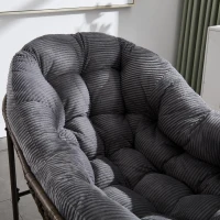 Oversized Outdoor Rattan Rocking Chair with Padded Cushion, Steel Frame, Ergonomic Hand-Woven Recliner, 44" L x 37" W x 31.5" H, Gray(m-9)