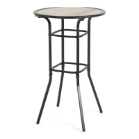 3-Piece Outdoor Bar Set with Ecoating Technology, Innovative Sling Fabric, Patio Bar Table and Swivel Chairs with DPC Wood-Like Top, Gray(m-12)