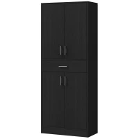 HOMCOM 71" Kitchen Cabinet with Drawer and Adjustable Shelf, Freestanding Tall Kitchen Pantry, Distressed Black(m-1)