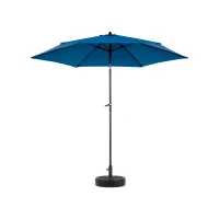 9ft Outdoor Patio Umbrella with Push Button Tilt, Crank, Market Umbrella with 6 Steel Ribs, Base Not Included, 104" L x 104" W x 98.5" H, Dark Blue(m-2)