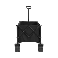 Foldable Extended Wagon with All-Terrain Beach Wheels, Heavy Duty 300L Utility Garden Cart with Drink Holders, 53.5" L x 21" W x 40.5" H, Black(m-8)