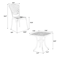 3-Piece Bistro Set with 2 Chairs and 1 Round Table, Adjustable Foot Caps, Classical Design, Rustproof Cast Aluminum Patio Furniture, White(m-3)