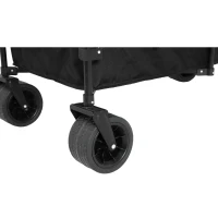 Collapsible Beach Wagon with All-Terrain Wheels, Heavy Duty 300L Folding Utility Garden Cart with Drink Holders, 43" L x 21" W x 32.5" H, Black(m-5)