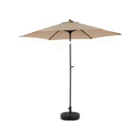 9ft Outdoor Patio Umbrella with Push Button Tilt and Crank, 6 Steel Ribs, Market Umbrella for Pool, Garden, 104" L x 104" W x 98.5" H, Khaki(m-2)