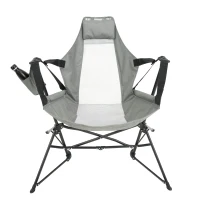 Steel Folding Hammock Camping Chair with Portable Rocking Design, Sturdy and Durable, Supports Up to 250 lbs, 35"L x 38"W x 42"H, Gray(m-12)