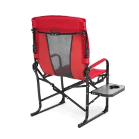 Camping Directors Chair with Side Table and Pocket, Steel Frame, Heavy Duty Oversized Portable Folding Chair, 25" L x 27.5" W x 43.5" H, Red(m-10)