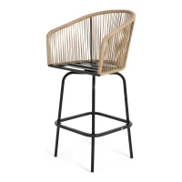 3-Piece Outdoor Bar Set with Ecoating Technology, Innovative Sling Fabric, Patio Bar Table and Swivel Chairs Set with DPC Wood-Like Table Top, Blue(m-7)