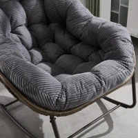 Oversized Outdoor Rattan Rocking Chair with Padded Cushion, Steel Frame, Ergonomic Hand-Woven Recliner, 44" L x 37" W x 31.5" H, Gray(m-10)