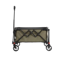 Folding Wagon Cart with All Terrain Wheels, Adjustable Handle, Quick Setup and Folding Garden Cart, 30.5" L x 19" W x 18" H, Army Green(m-1)