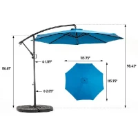 10ft Offset Hanging Market Patio Umbrella with Easy Tilt Adjustment, Polyester Shade, 8 Steel Ribs, 116" L x 116" W x 98.5" H, Dark Blue(m-3)